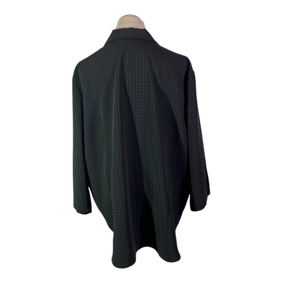 TanJay Plus Size 24W Textured Button-Up Shirt 3/4 Sleeve Black Teal - Picture 8 of 9